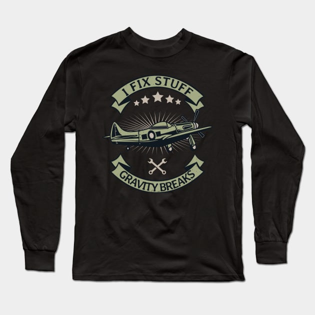 Aircraft Mechanic Airplane Technician Long Sleeve T-Shirt by Foxxy Merch